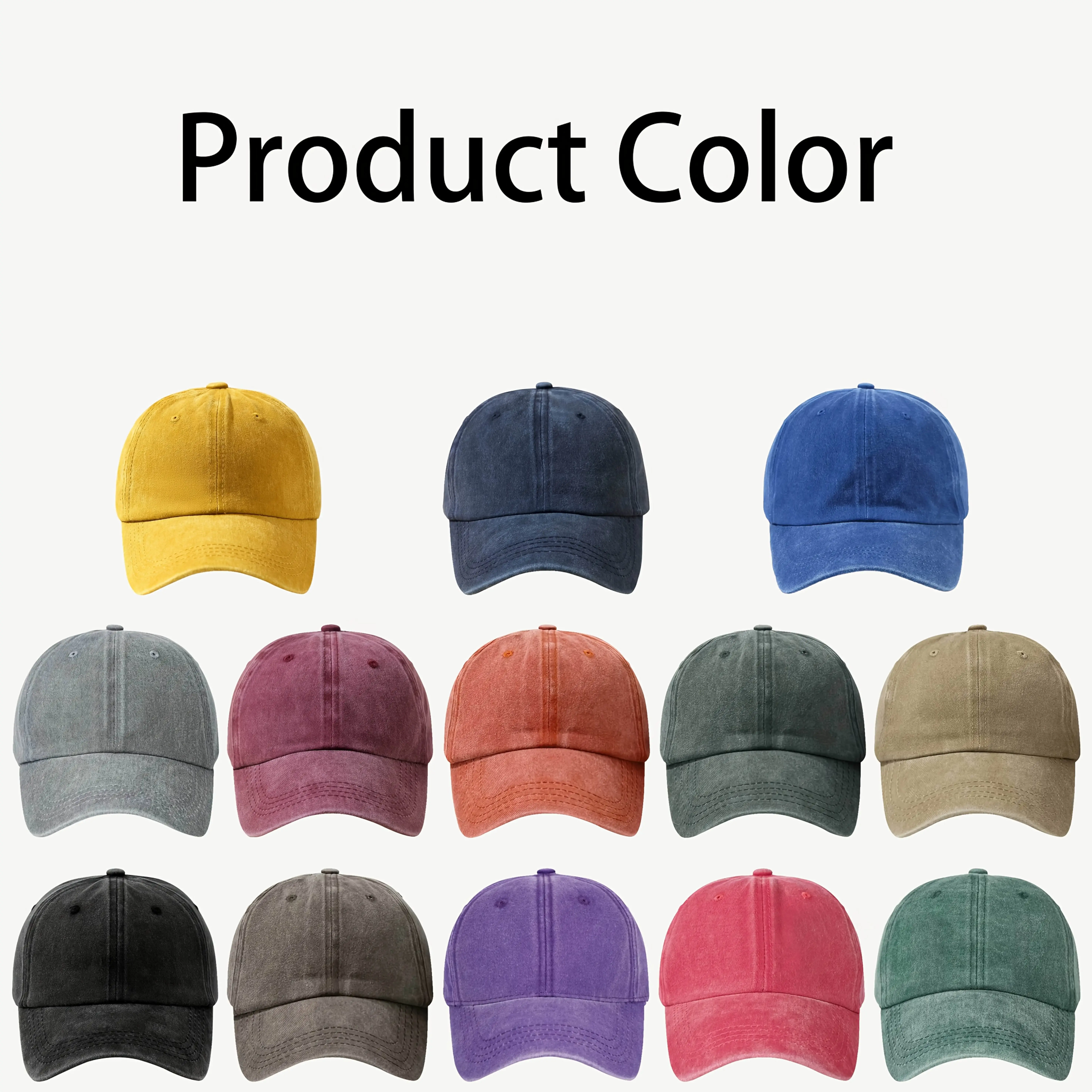 5 Pieces per Set Custom Vintage Washed Baseball Caps, Custom Logo Print, Unisex Adjustable Breathable Hats, Multi Colors