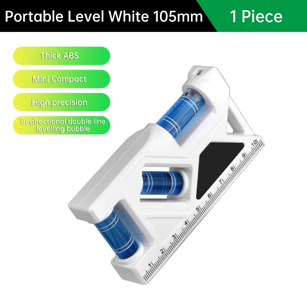 

105mm Mini Magnetic Pocket Digital Ruler Level High-Precision Bubble Tool in Green/White 3-in-1 Measurement Device