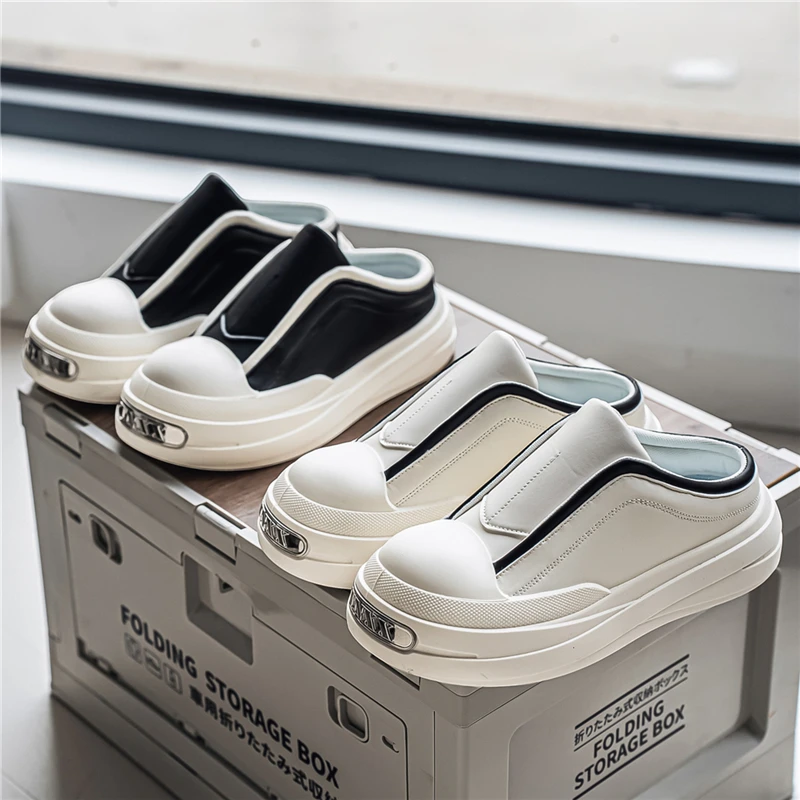 

Spring and summer men's shoes with open mouth, big head, no tie, thick sole, wide toe, versatile lazy shoes, casual trendy shoes