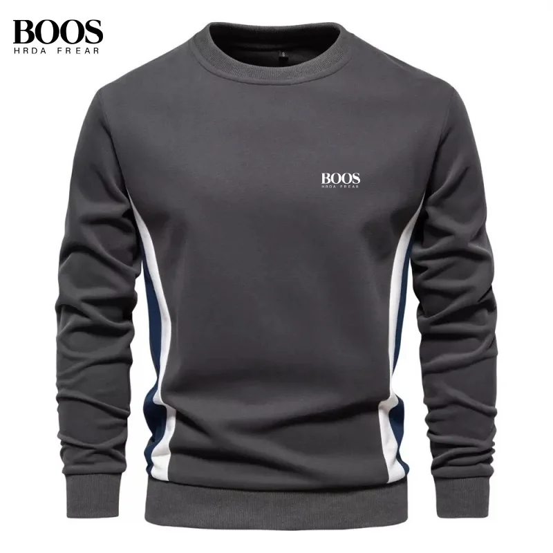 New men's high-quality spliced knitted pullover for autumn and winter, fashionable, casual, warm and versatile top