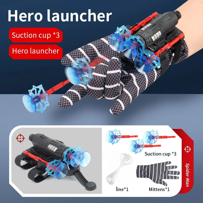 Cartoon Superhero Spider Silk Launcher Toys Funny Pests Eliminator Toy Anime Figures Cosplay Spiders Web Launcher Toys Kids Gift