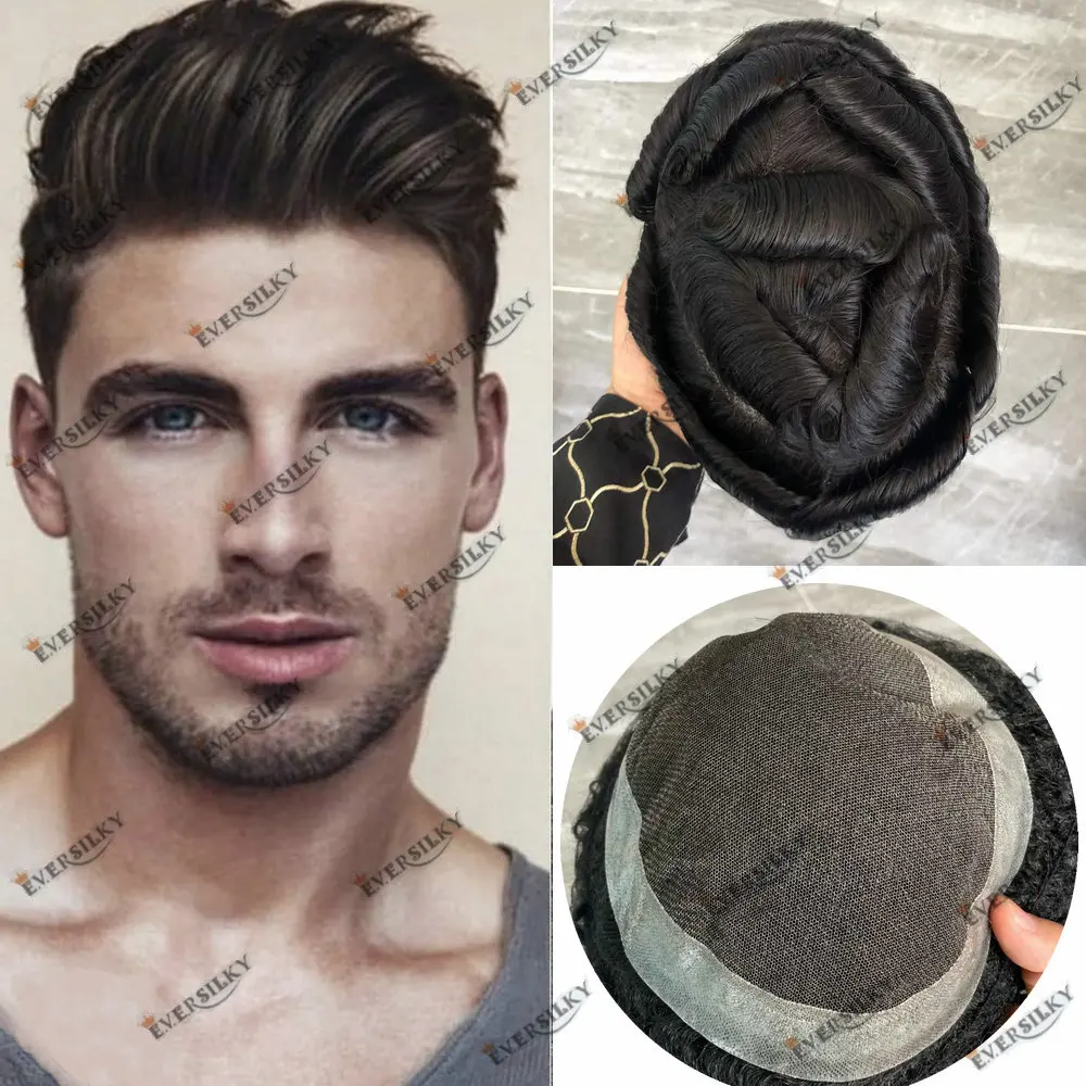 

Breathable Australia Toupee Men Swiss Lace&PU Base For Men Human Hair Replacement System Unit For Men Hair Capillary Prosthesis