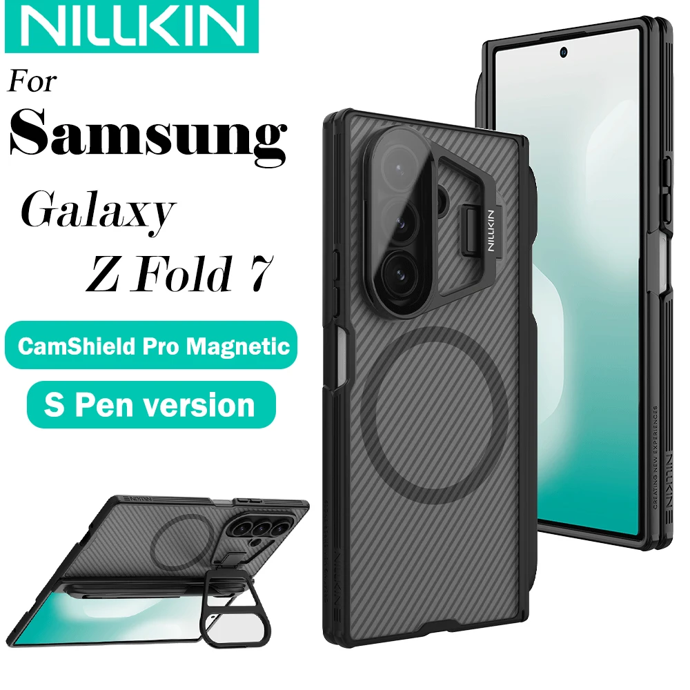 

Nillkin для Samsung Galaxy Z Fold 7, откидная крышка, магнитный чехол для телефона, подставка для объектива, камеры, защитная задняя крышка (версия S Pen)
