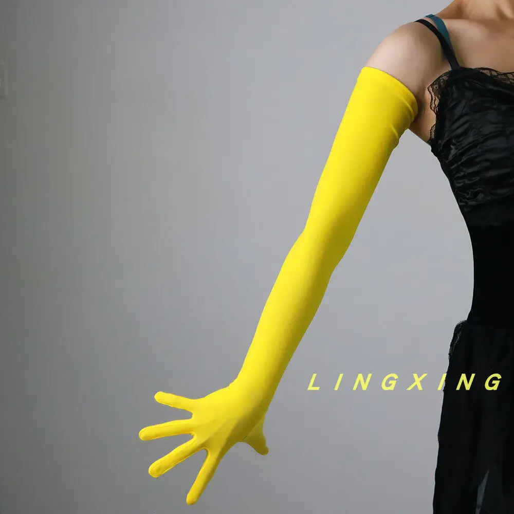 60 cm lange Handschuhe, Operngelb, Sommer, Fahren, Radfahren, für Damen, elegante Handhandschuhe, zeremonielle Armstulpen, sexy, leicht dehnbar – Detail 11
