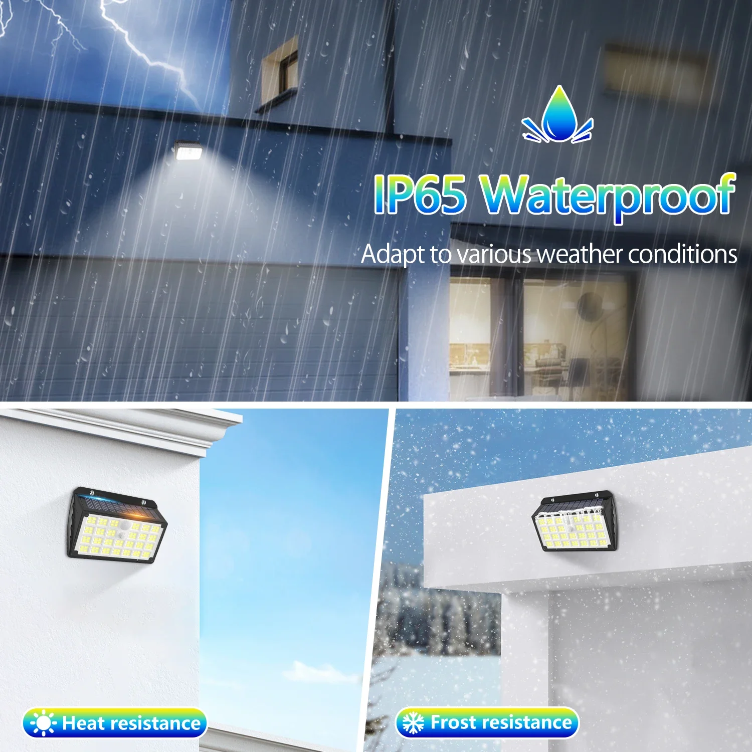 104 LED Wall Sensor Light, Intelligent Outdoor Solar Street Lamp, 3 Modes Solar Motion Light, IP65 Outdoor Wall Light for Garden