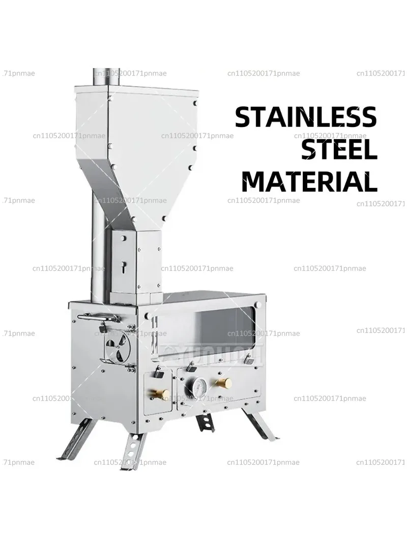 Stainless Steel Portable Outdoor Firewood Stove for Camping, Pellet Heater & Cooking Furnace