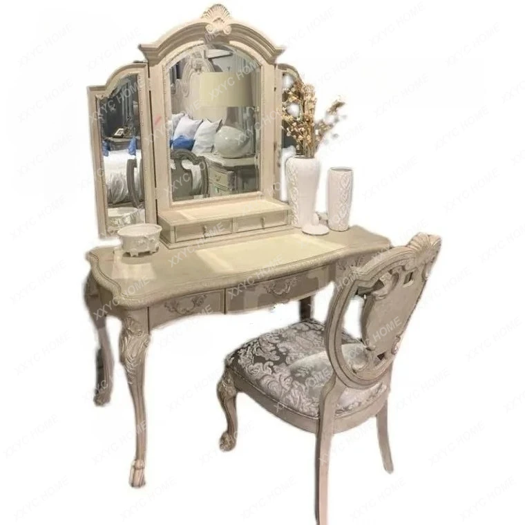 Dressing Table American Country Ivory White Furniture French Vintage Engraving Dresser Dressing Table