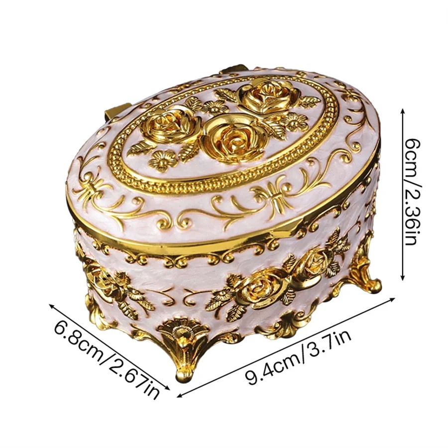 1PC European oval jewelry box necklace, earrings, ring storage, desktop decorative crafts, suitable for sending girlfriend.