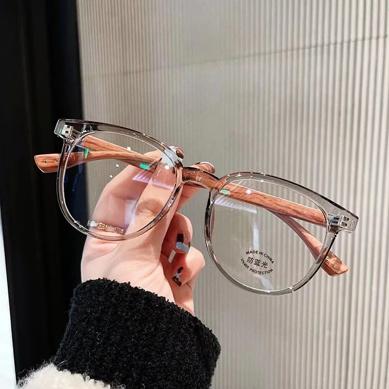 Okulary blokujące niebieskie światło Nowa moda Vintage Okrągłe drewniane nogi Okulary Ultra lekkie Okulary optyczne Mężczyzna Kobieta Lunette Homme