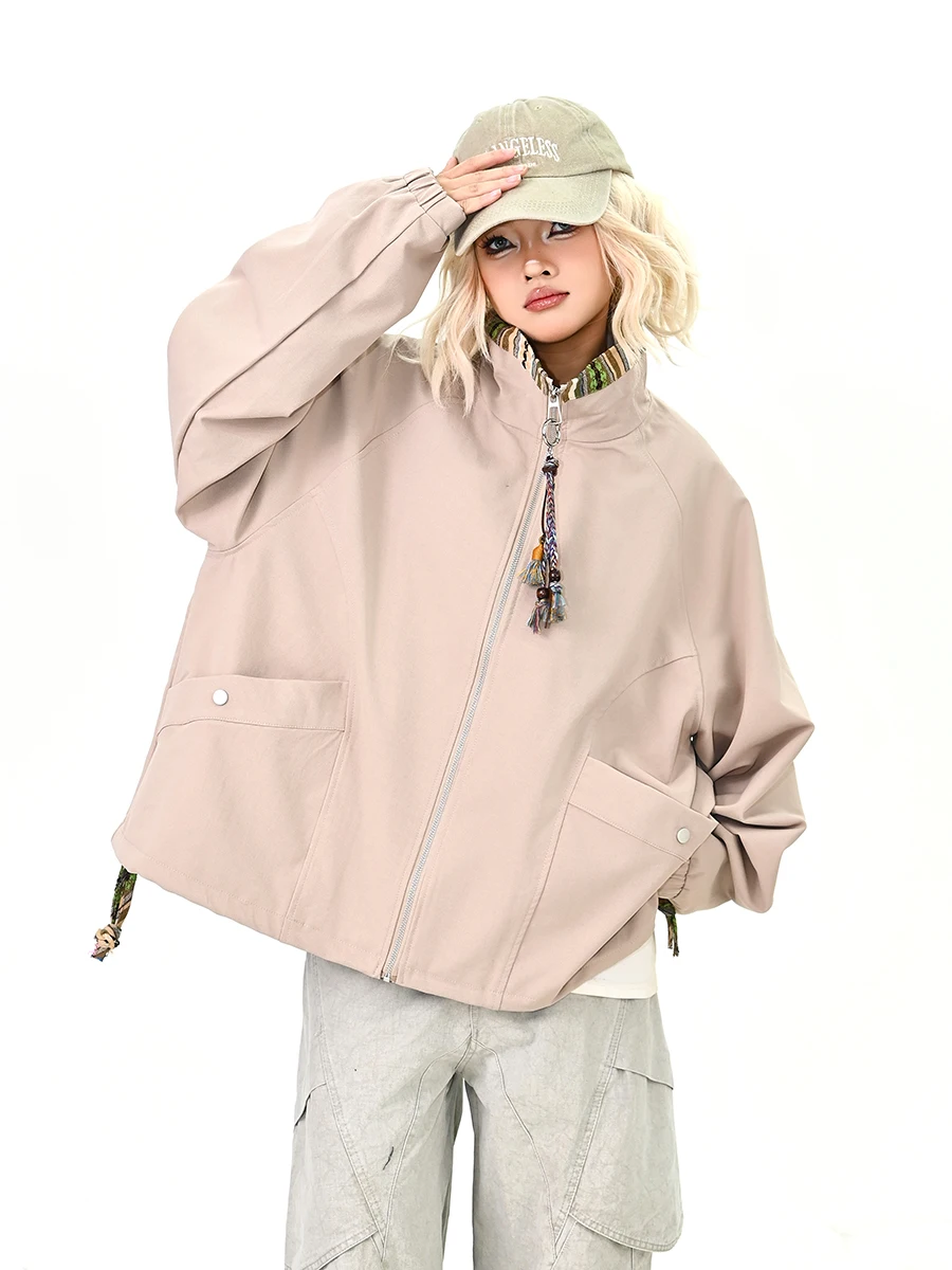 

Свободная женская куртка American Sle с воротником-стойкой на молнии, весна 2026, новая верхняя одежда для пар Sle, нелегко деформироваться