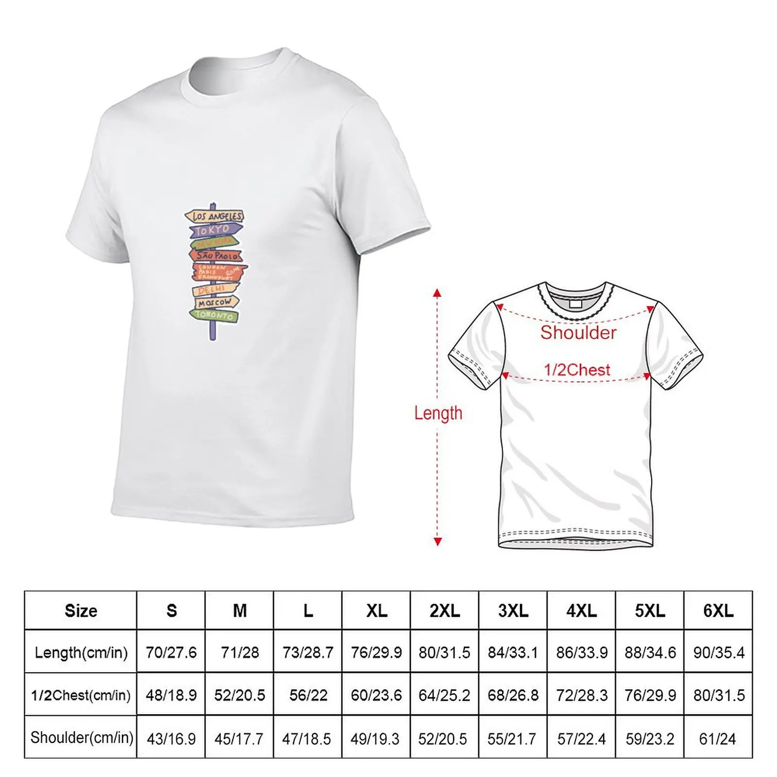 Country Direction Signpost Travel T-Shirt Work Short Sleeve Cotton Top