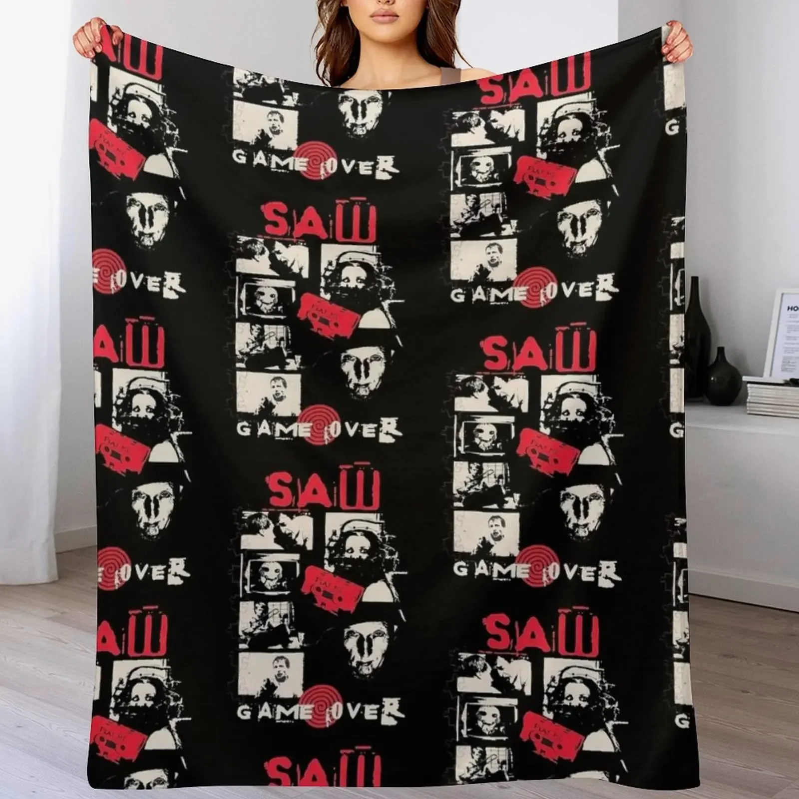 

Vintage Saw Jigsaw Game Over Throw Blanket Bed Picnic christmas gifts Hairy Blankets