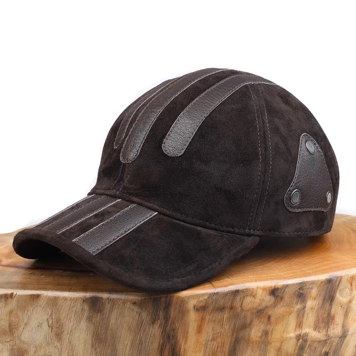 

Высокое качество для мужчин/женщин замшевые бейсболки из натуральной кожи овчины мужские молодежные шапки с утиным языком для папы Bombe регулируемые