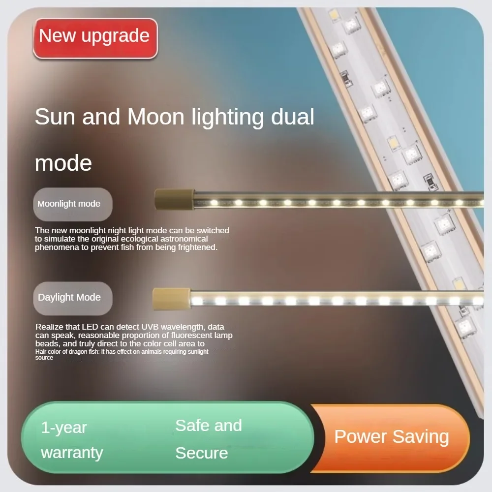 Arowana LED Aquarium Light , Amphibiou Fish Tank Light Bar Deep Penetration for Ornamental Fish, Help Fish Color Grow, 26-172cm