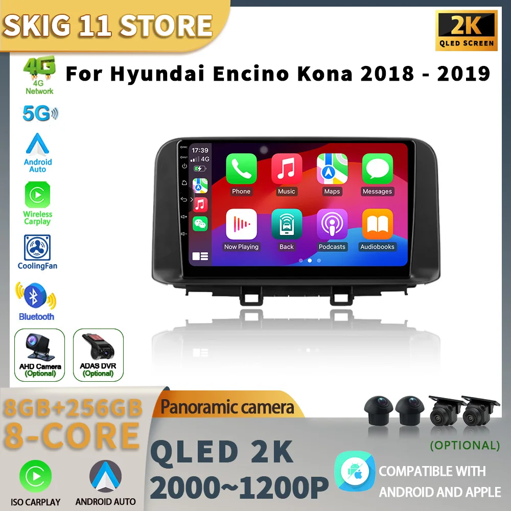 

For Hyundai Encino Kona 2018-2019 Android13 Car Multimedia Radio Video Player GPS Navigation Touch Screen Stereo WIFI 4G Carplay