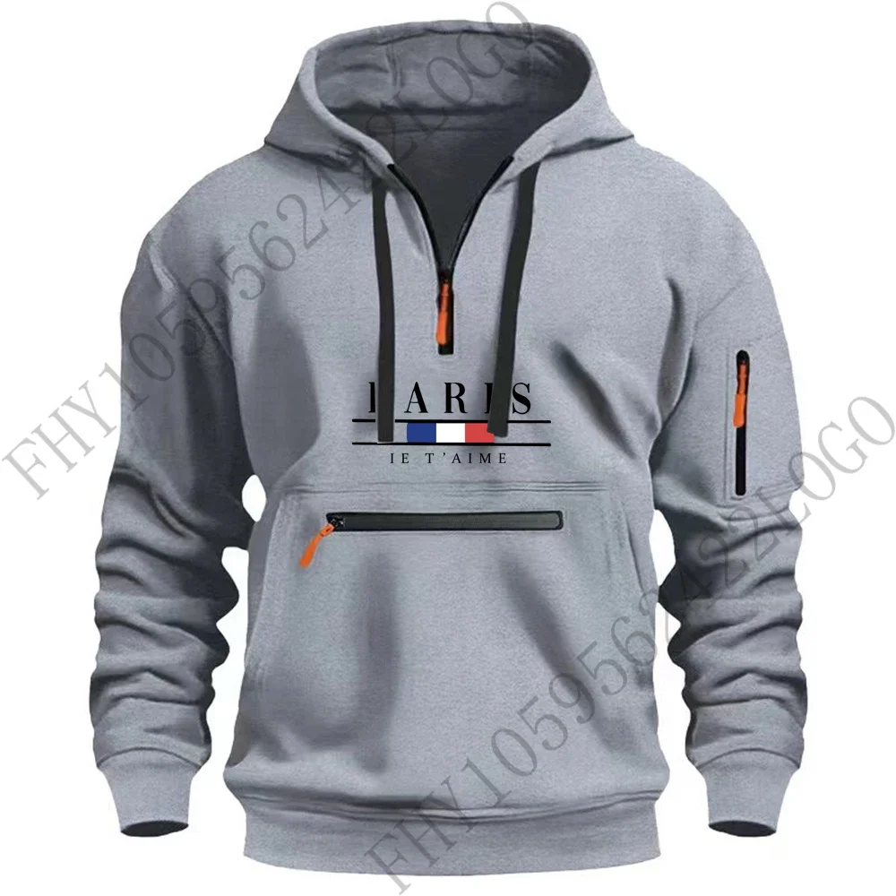 New Autumn/Winter 2024 men\'s digital printed casual Sport zipper hooded long sleeve European size hooded jumper