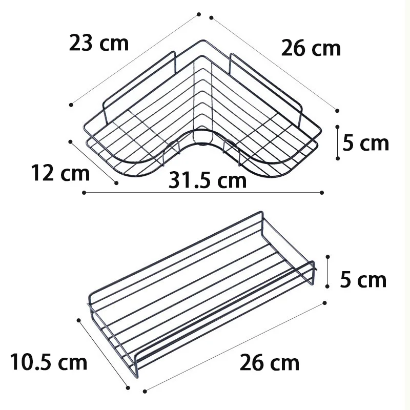 Bathroom Shelf Wall Mounted Corner Storage Shelves Shampoo Holder Iron Shower Drain Basket Bathroom Accessories Organizer