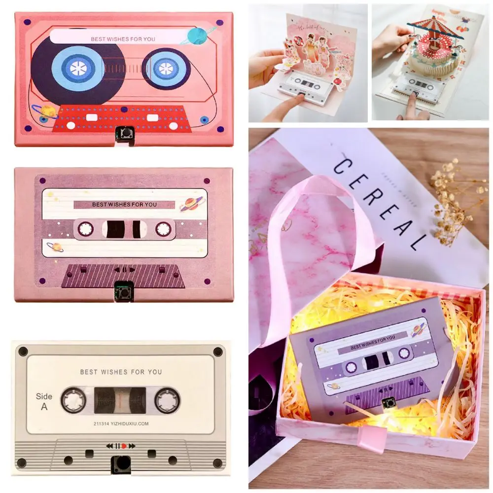 60 Seconds Recordable Greeting Card Personalized DIY Cassette Tape Greeting Cards Confession of Love Voice Message