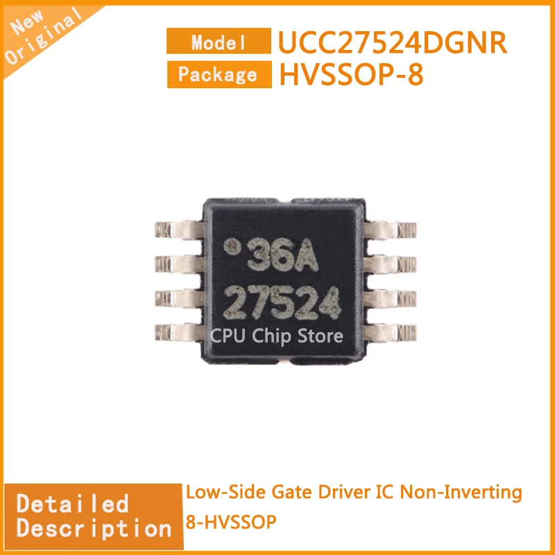 20Pcs/Lot New Original   UCC27524DGNR  UCC27524  Low-Side Gate Driver IC Non-Inverting 8-HVSSOP