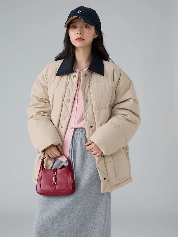 

Dwind ort Puffer Jaet Women's Casual Collar Warmth Winter Outerwear Commute Sle 90% down Filling Knitted Fabric