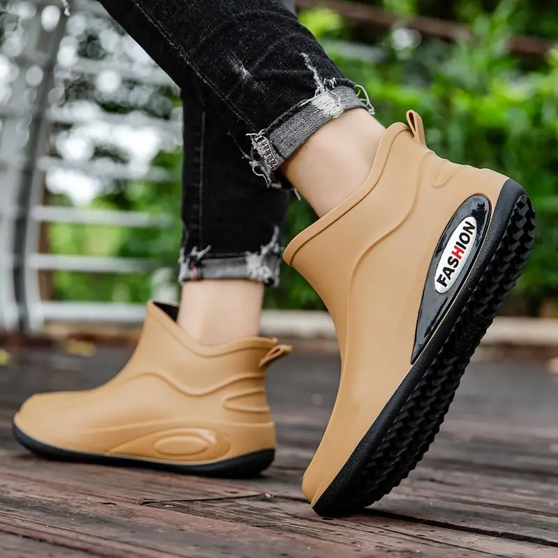 

Силиконовые ботильоны, байкерские мотоциклетные мужские резиновые сапоги в продаже, лоферы с широкими пальцами, 2025 г., уличная резиновая мужская обувь на дождливый день с водными резинками