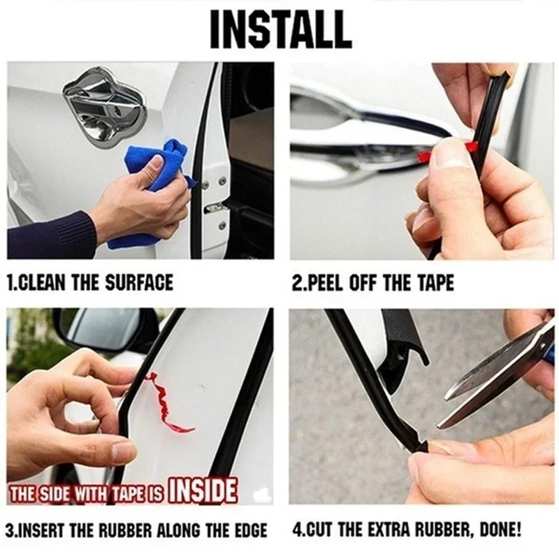 U type universal car door protection edge guards trim trip styling moulding strip rubber scratch protector for car-styling