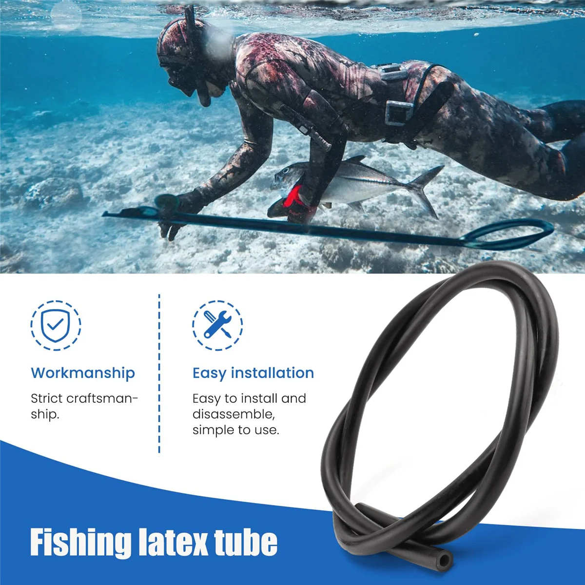 10x5mm estilingue de borracha para caça submarina, faixas de látex, tubo de látex, equipamento acessório de pesca submarina para mergulho, 100cm