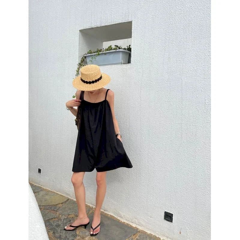 Sznurowane kombinezony Ponadgabarytowe spodnie letnie Casualowe szorty z szerokimi nogawkami Luźne body w stylu koreańskim Jednoczęściowe stroje Odzież damska