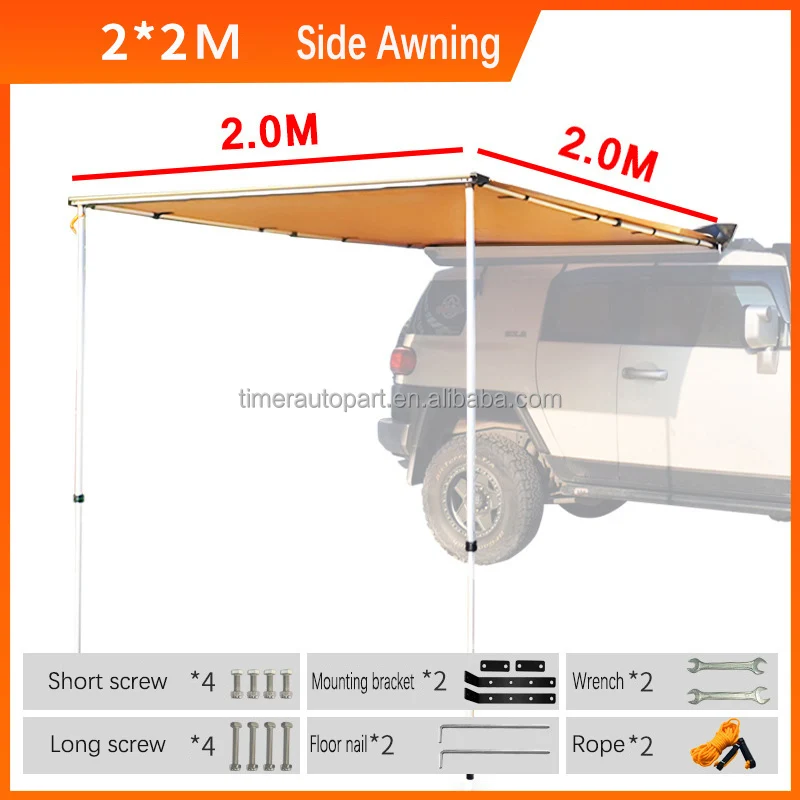 Custom Logo Sunscreen Car Awning Side Outdoor Rainproof Camping Canopy Van Installation Extension Side Tent view 5
