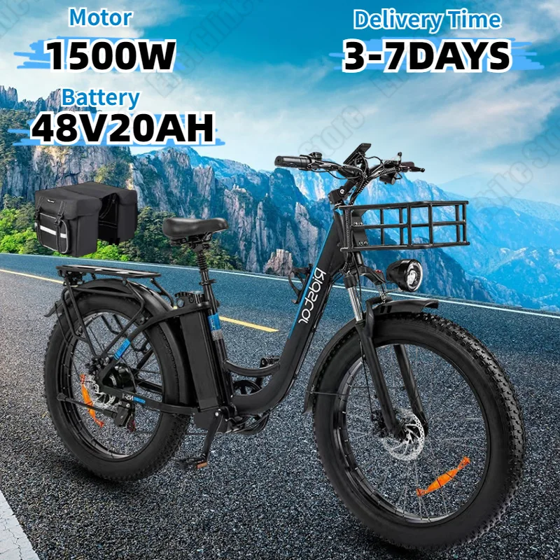 E Bike 1500W Motor 48V20AH Lithium Battery Life 90KM City Electric Bike Aldult 26*4.0-inch Fat Tire Mountain Electric Bicycle