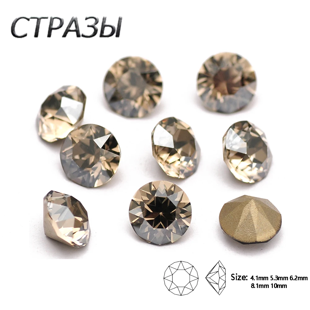 

CTPA3bI 10PCS Pointback Loose Glass Crystal Rhinestones Round Stain Applique Ornemant Accessories Strass Nail Art Stones