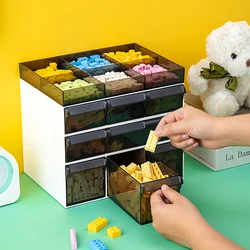 Desktop Drawer Storage Box Stackable Building Blocks Organizer Transparent Lego Toy Sundries Organizer Bins Home Cosmetics Boxes