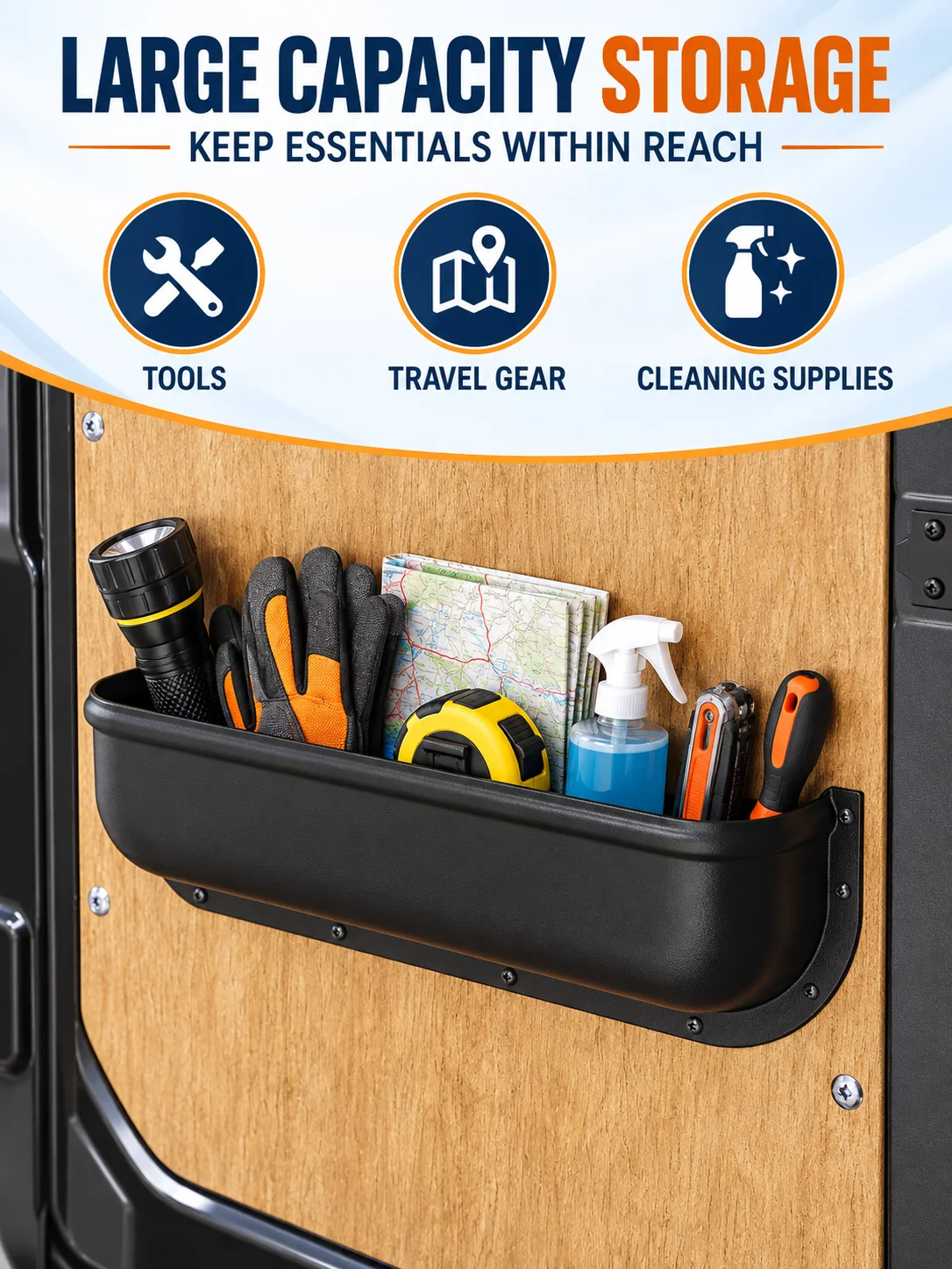 Aufbewahrungsbox für Autotürgriffe, universelle Organizer-Ablage für die Türverkleidung und Armlehne, geeignet für Transporter und Wohnmobile, Innenraum-Autozubehör. – Detail 1