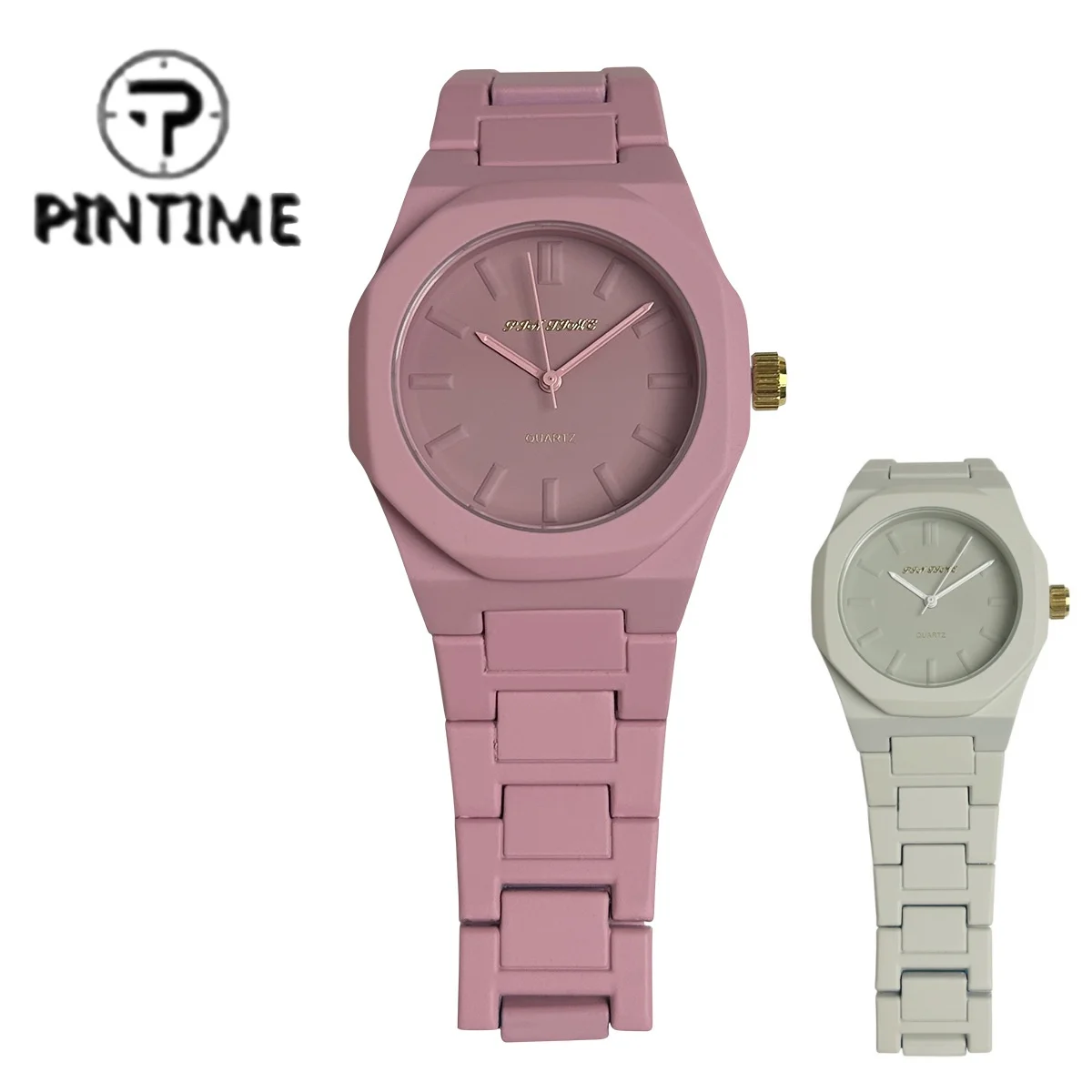 

PINTIME Watch Light Colored Alloy Strap Watches For Women Fashionable Simple Premium Quartz Wristwatch Student Watch