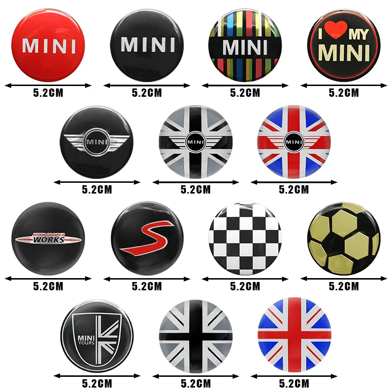 4pcs 52mm Epoxy Car Wheel Center Hub Cap Badge Emblem Sticker Auto Styling For Mini Cooper One S JCW R50 R53 R55 R56 R60 F55 F56