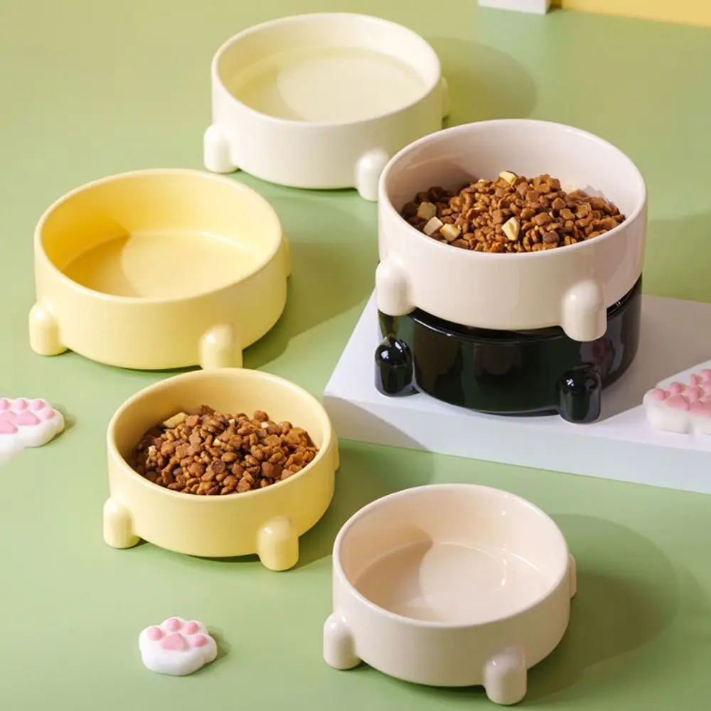 

Food Dispenser Ceramic Cat Bowl Cute Multi-use Dog Food Feeding Basin Non-slip Anti Tipping Pet High Foot Bowl Neck Protection