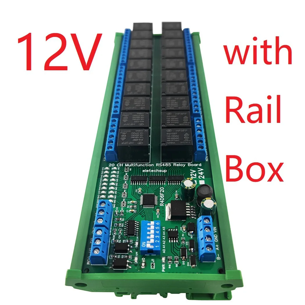 DC 12V/24V 20Ch Multifunction RS485 Relay Board 20DO 2DI 2AI PLC IO Expanding Module Modbus RTU 4-20MA 0-10V Relay Module