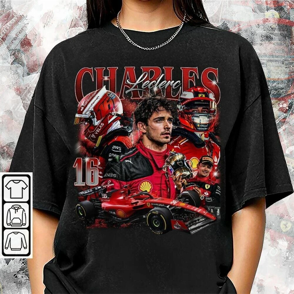 قميص Charles Leclerc Vintage Graphic Shirt Bootleg 90s مستوحى من الجنسين تي شيرت بقلنسوة هدية #1