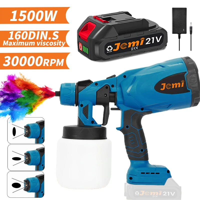 1500W Cordless Paint Sprayer with 3 Spray Modes/21V Battery, 800ML Handheld Paint Sprayer for Home Interior and Exterior Sprayer