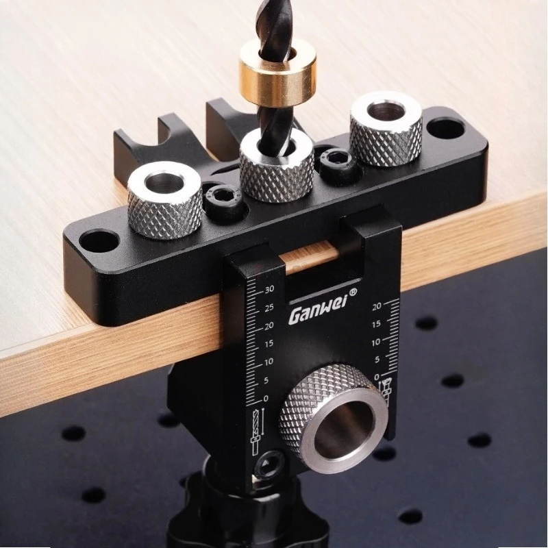 Pocket Dowel Cam Jig Carpentry Connector Drilling Locator Aluminum Alloy Cabinet Panel Splicing Puncher Adjustable Doweling Jig