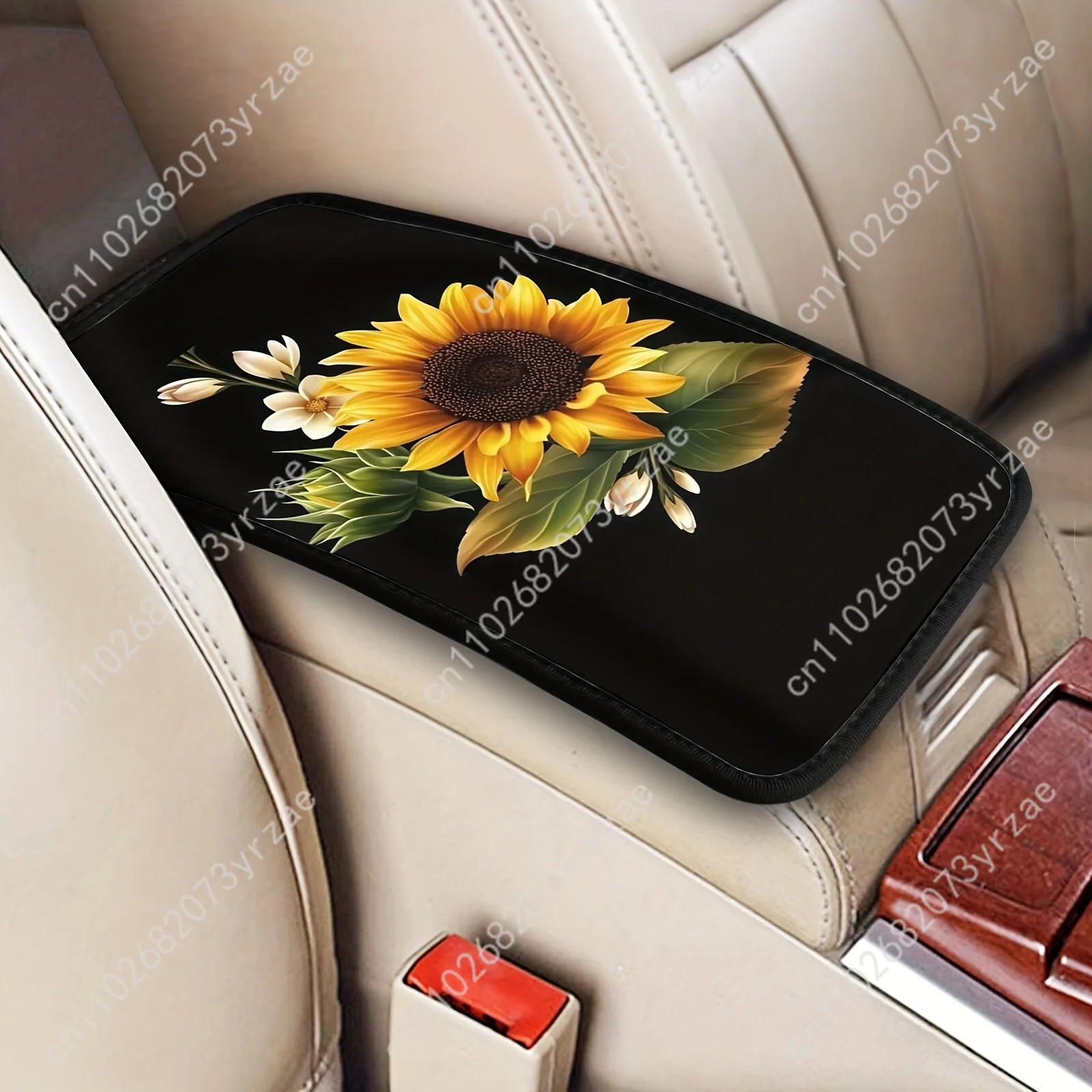 Sunflower Universal Car Armrest Cushion High Quality Non-Slip Car Armrest Cover Elastic Straps Car Interior Accessories