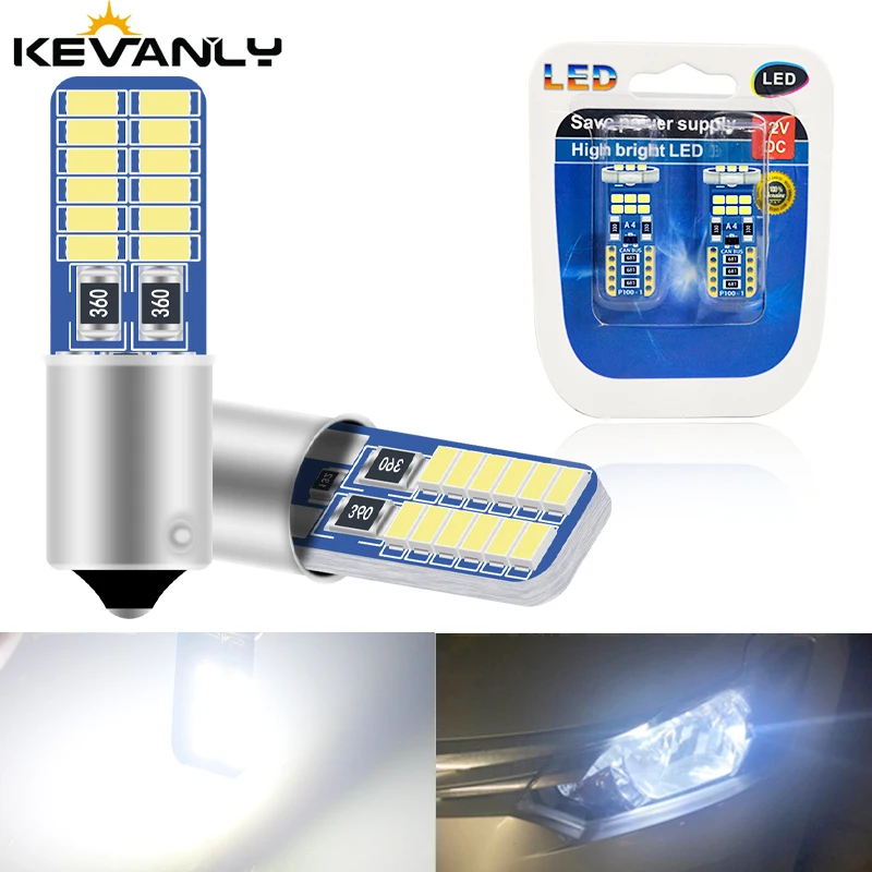 20/50 PCS BA9S T4W Car Canbus LED License Plate Light Bulbs 12V 24 Leds White Interior Signal Lamp Luggage Compartment Lights