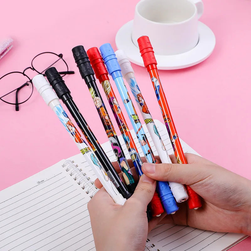 Dragon Ball Son Goku Spinning Pen Anime 0.5mm Gel Pen Black Ink Ballpoint Pen Cartoon Children Spinning Game Hand Spinner Pens