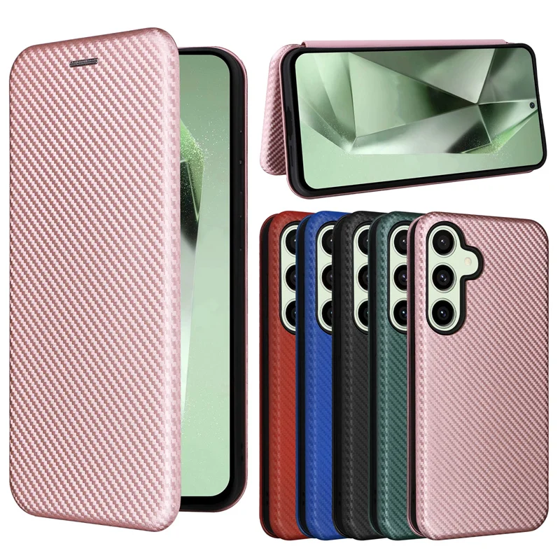 Suitable for Samsung Galaxy S24 FE Simple Carbon Fiber Self-Adhesive phone case Samsung Galaxy S 24 FE Magnetic Wallet Case