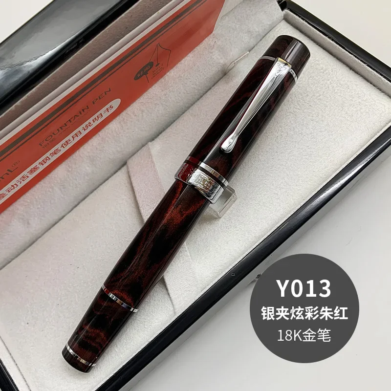 Wingsung/Junlai 632 Silver Clip 18k 8# Nib Gold Nib Fountain Pen German Cumberland Rigid Natural Rubber Piston Long Knife Pen