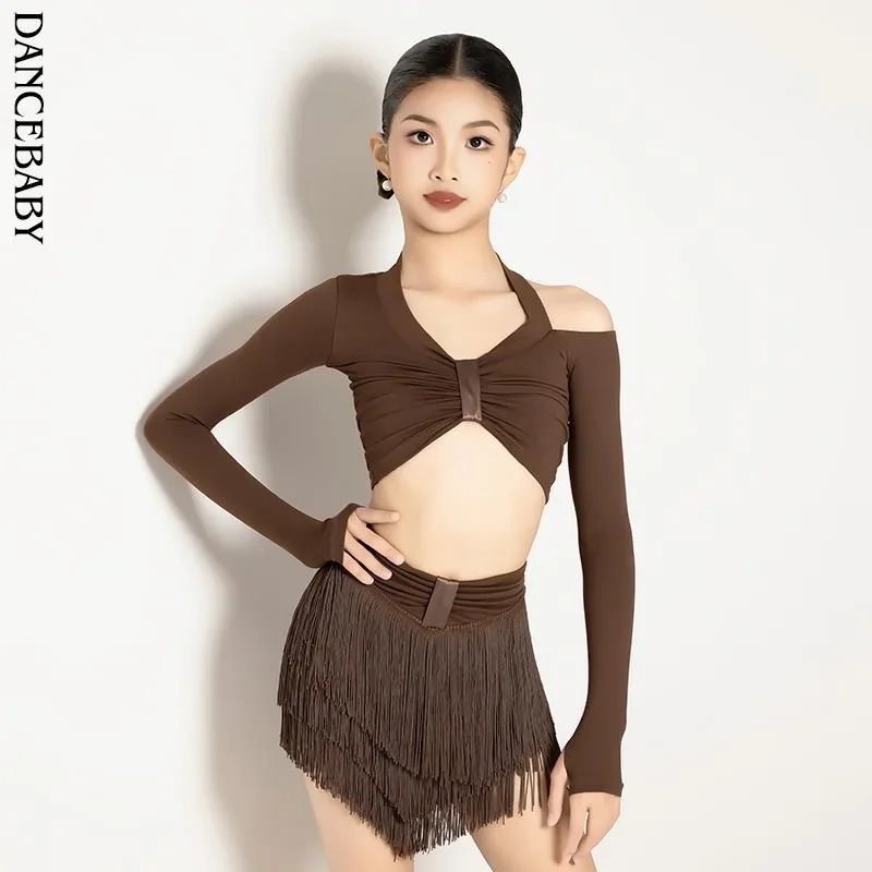 Nieuw binnen Jurken Danskleding Latin Jurken Kostuum voor meisjes Lijndanskostuum Nieuwe producten 2025, Danswedstrijdjurk