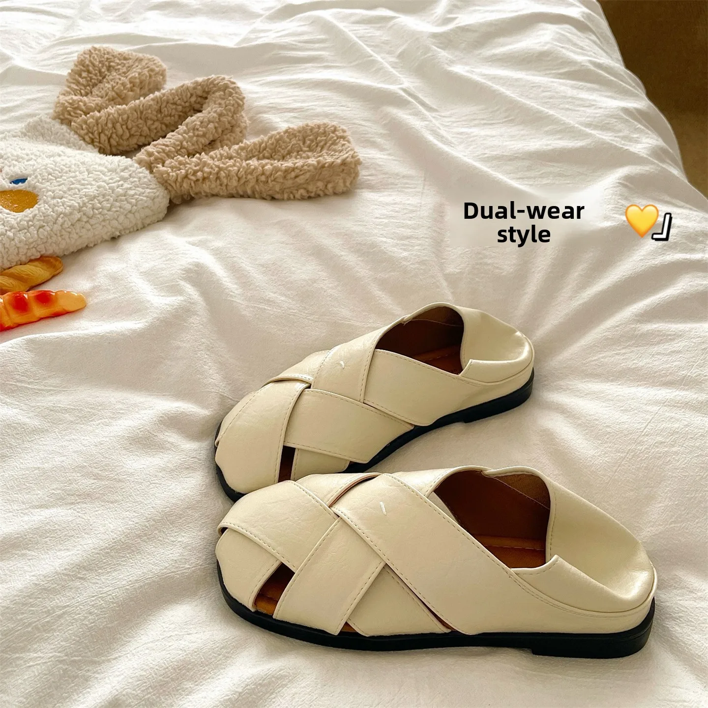 Women's Summer Outdoor Wear Breathable Slip-On Sandals Thick Heel Roman Style Hollow out Fashionable Casual Comfortable Shoes