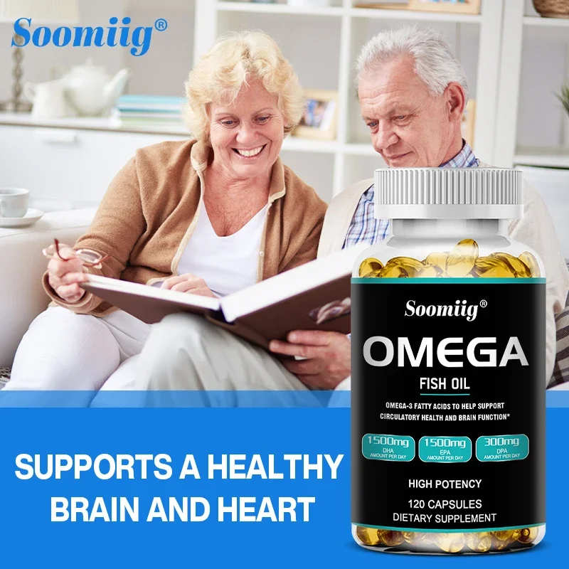 Fish Oil Omega 3 Capsules Are Rich in DHA, EPA and DPA To Support Heart and Brain Health and Intelligence