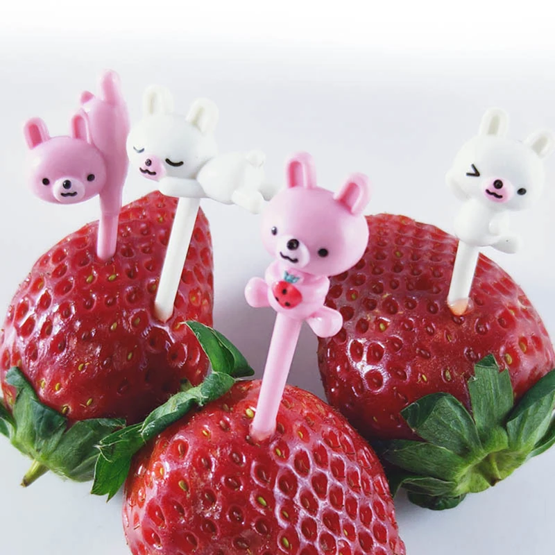 6/10pcs/pack Cute Eyes Fruit Fork Plastic Fruit Pick Kids Bento Lunch Snack Cake Dessert Food Toothpick Kitchen Tableware Decor