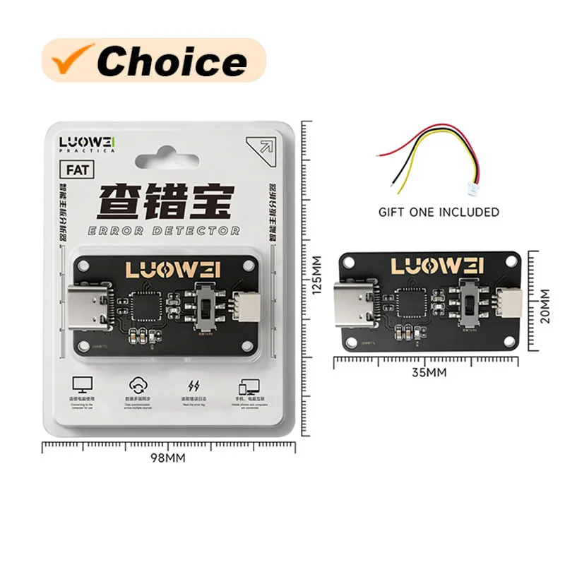 

LUOWEI LW-FAT Error Checker USB to TTL Intelligent Motherboard Analyzer TX RX Switch Dual Mode Log Capture for Phone Repair Tool